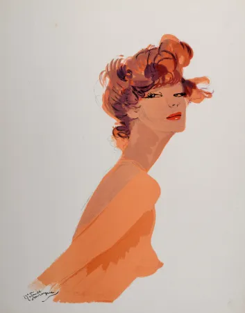 Lithograph Domergue - La Parisienne : Ernestine, 1956