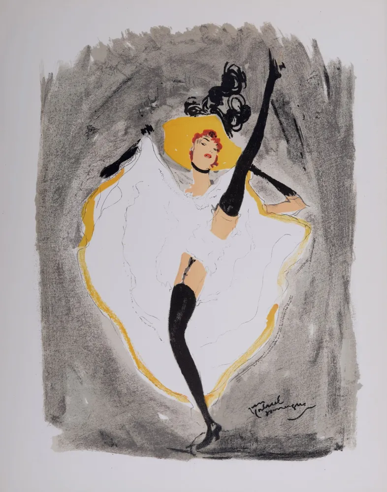Lithograph Domergue - La Parisienne : French Cancan, 1956