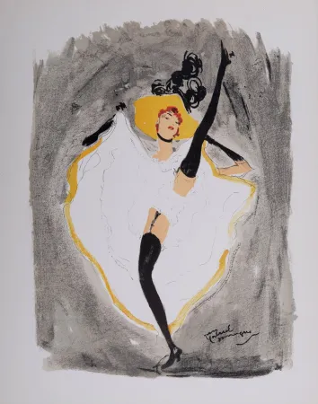 Lithograph Domergue - La Parisienne : French Cancan, 1956