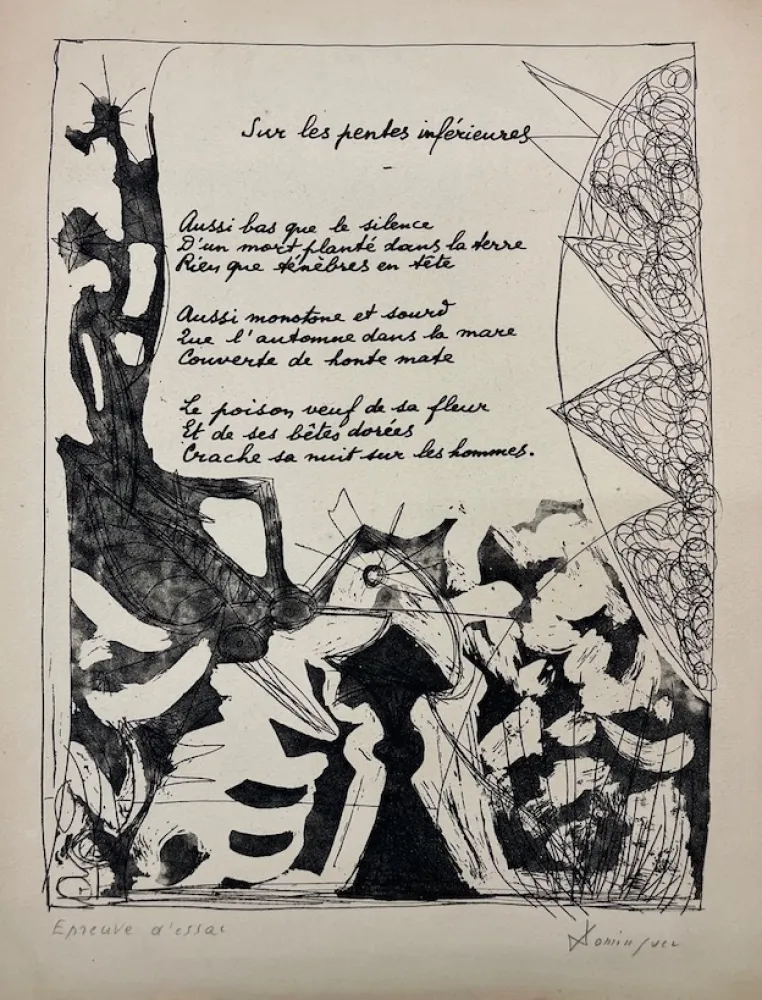 Etching And Aquatint Dominguez - Sur les penles inférieures