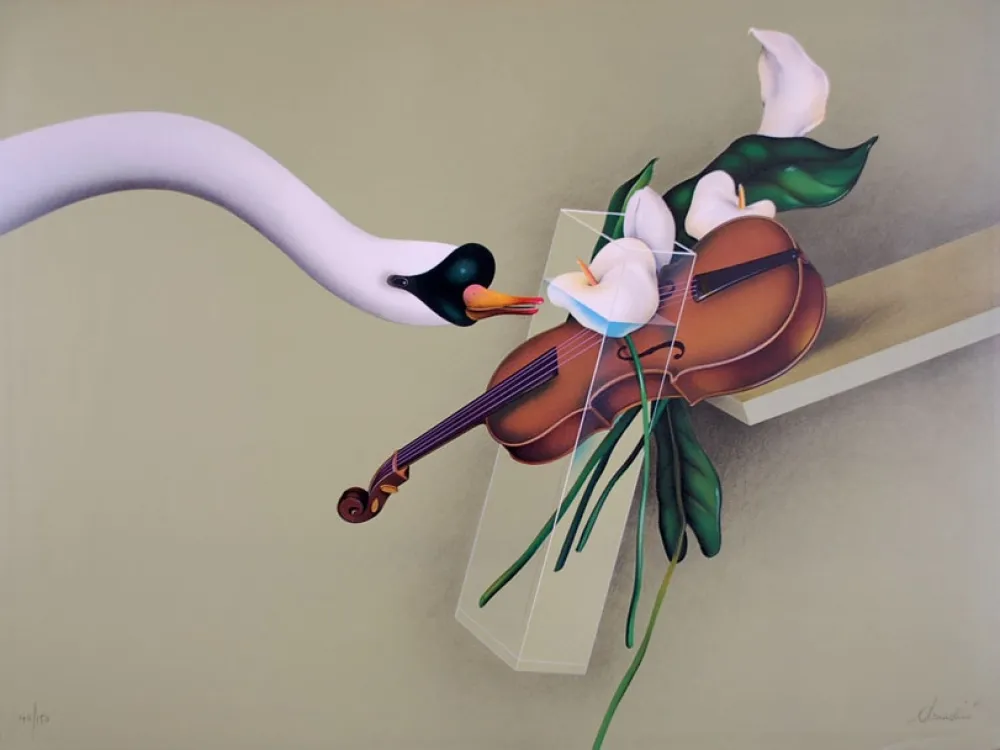 Lithograph Donadini - Hommage au Cygne de Saint Saens