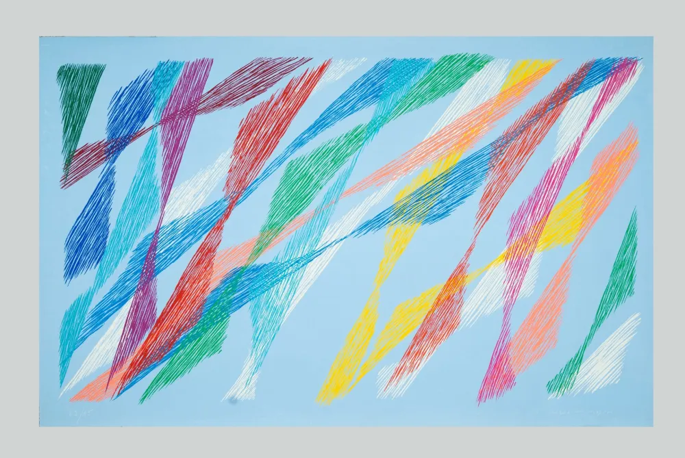 Screenprint Dorazio - Composizione azzurra