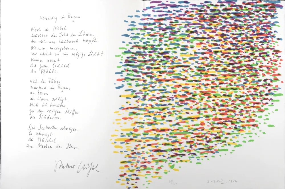 Lithograph Dorazio - Venedig im Regen, 1974 - Hand-signed