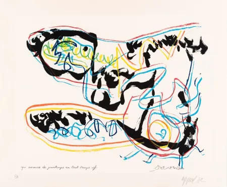 Screenprint Dotremont - Qui avance