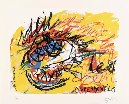 Screenprint Dotremont - Soleil,/ crache tes rayons/ et mâche ton frein/ o vieux vélo