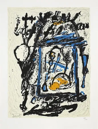 Lithograph Doucet - Croisée familiale