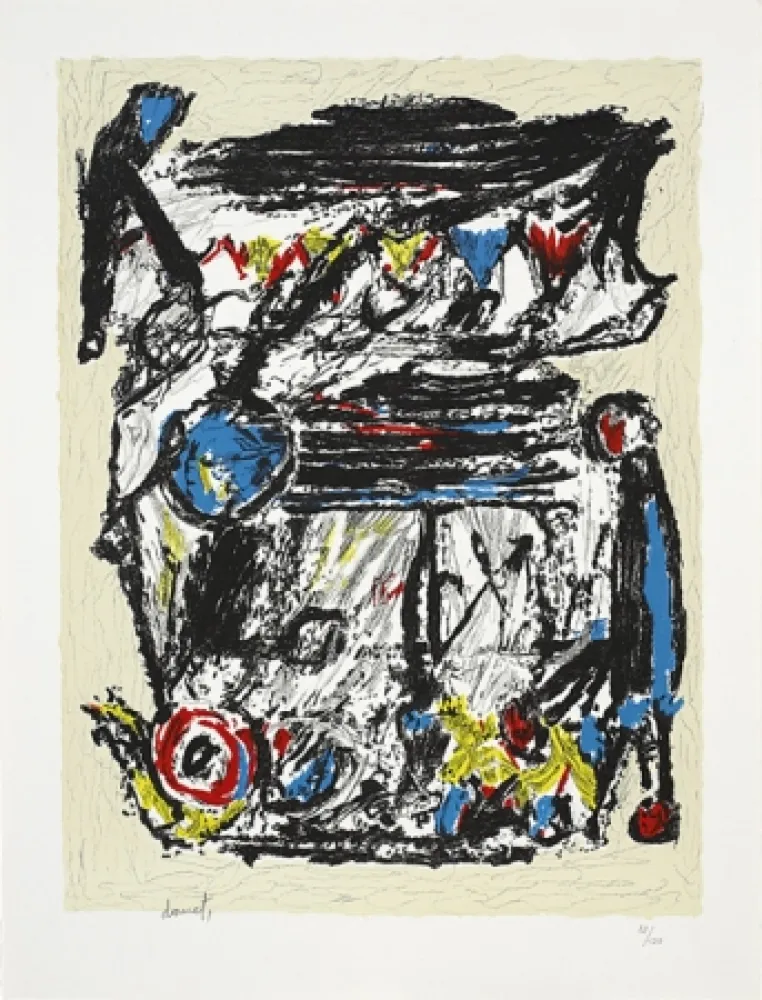 Lithograph Doucet - Croisée familiale