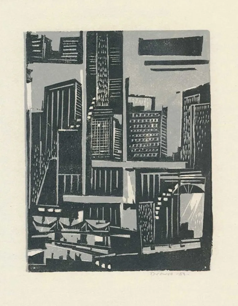 Woodcut Drewes - New York