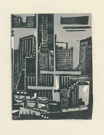 Woodcut Drewes - New York