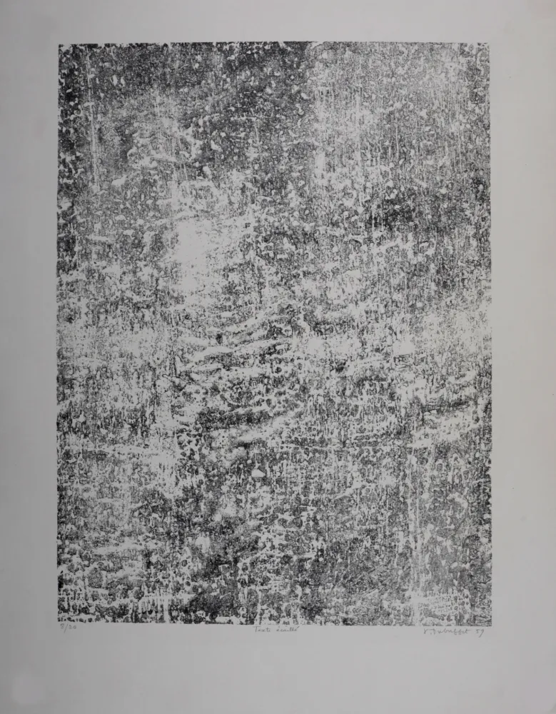 Lithograph Dubuffet - Texte écaillé, 1959 - Hand-signed