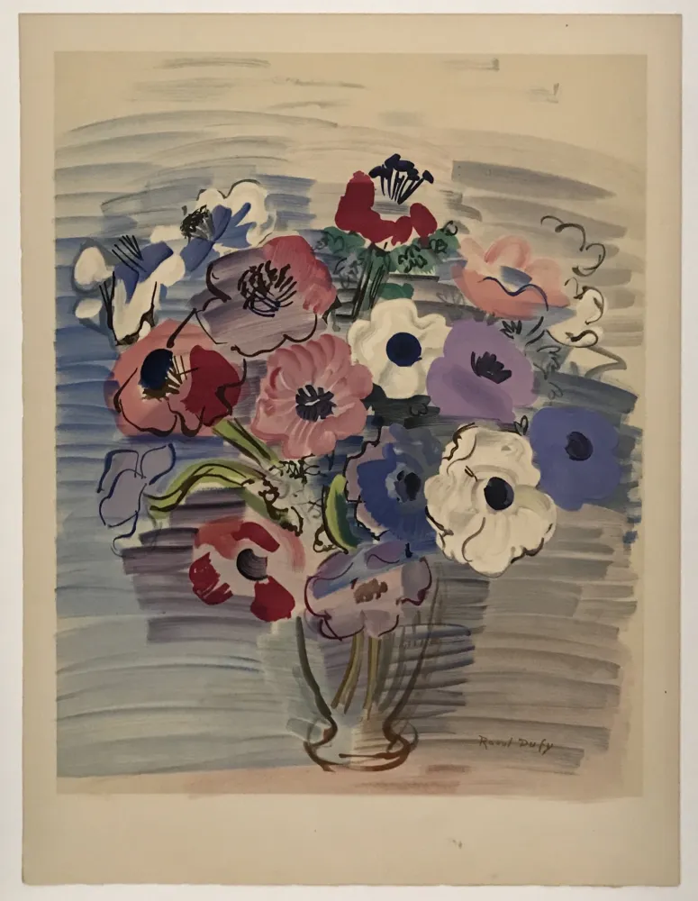 Lithograph Dufy - Anemones