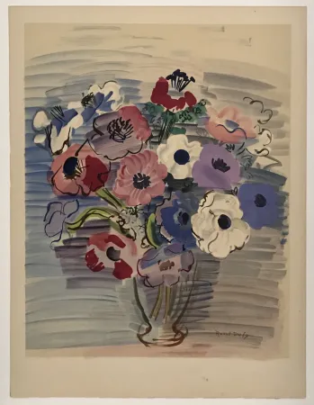 Lithograph Dufy - Anemones