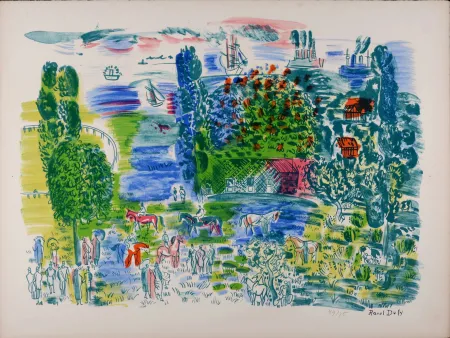 Lithograph Dufy - Au Paddock, c. 1955