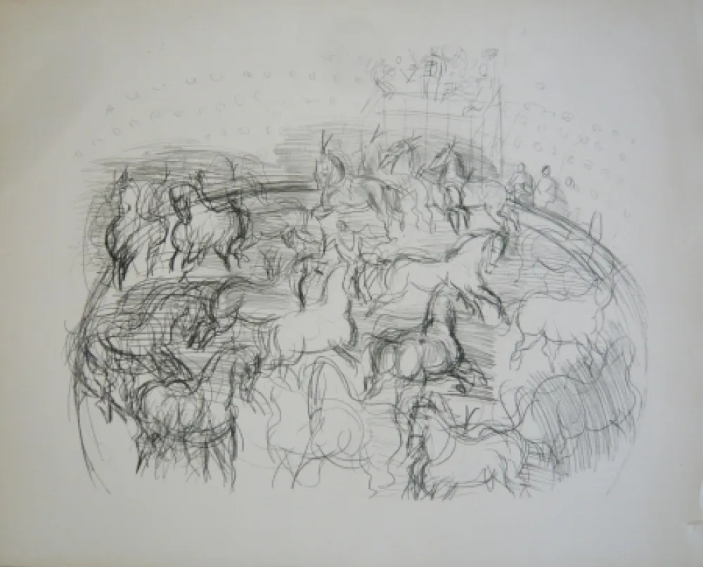 Lithograph Dufy - Chevaux