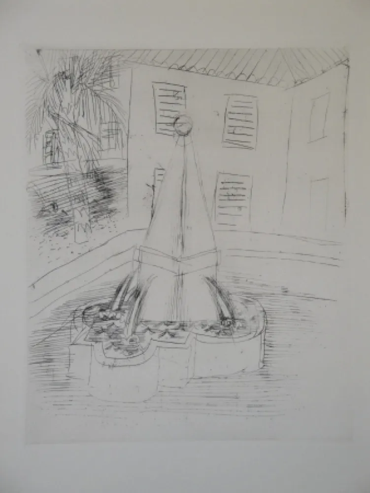 Etching Dufy - Fontaine à Vence