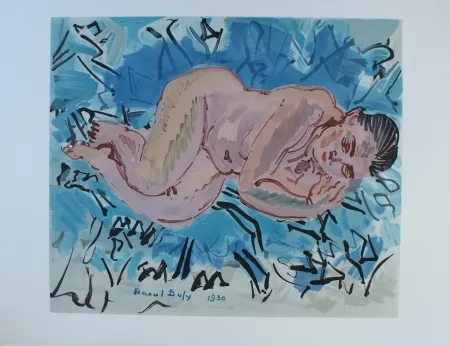 Lithograph Dufy - Nu couche