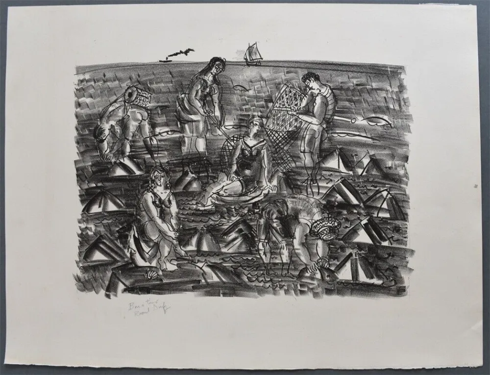 Lithograph Dufy - Pêcheurs de crevettes