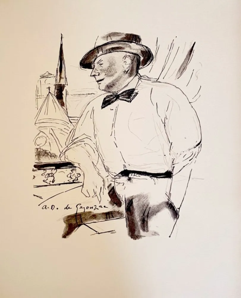 Lithograph Dunoyer De Segonzac - Dig à sa fenêtre