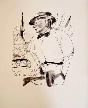 Lithograph Dunoyer De Segonzac - Dig à sa fenêtre