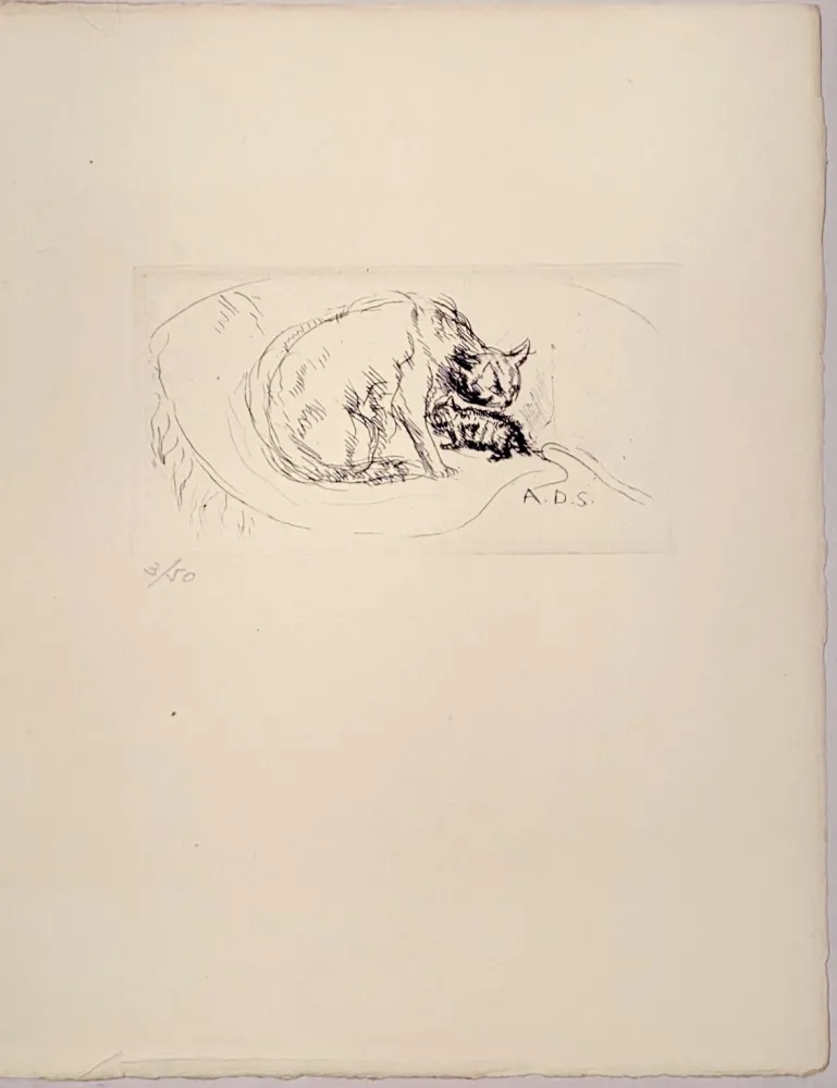 Etching Dunoyer De Segonzac - La Chatte et son petit