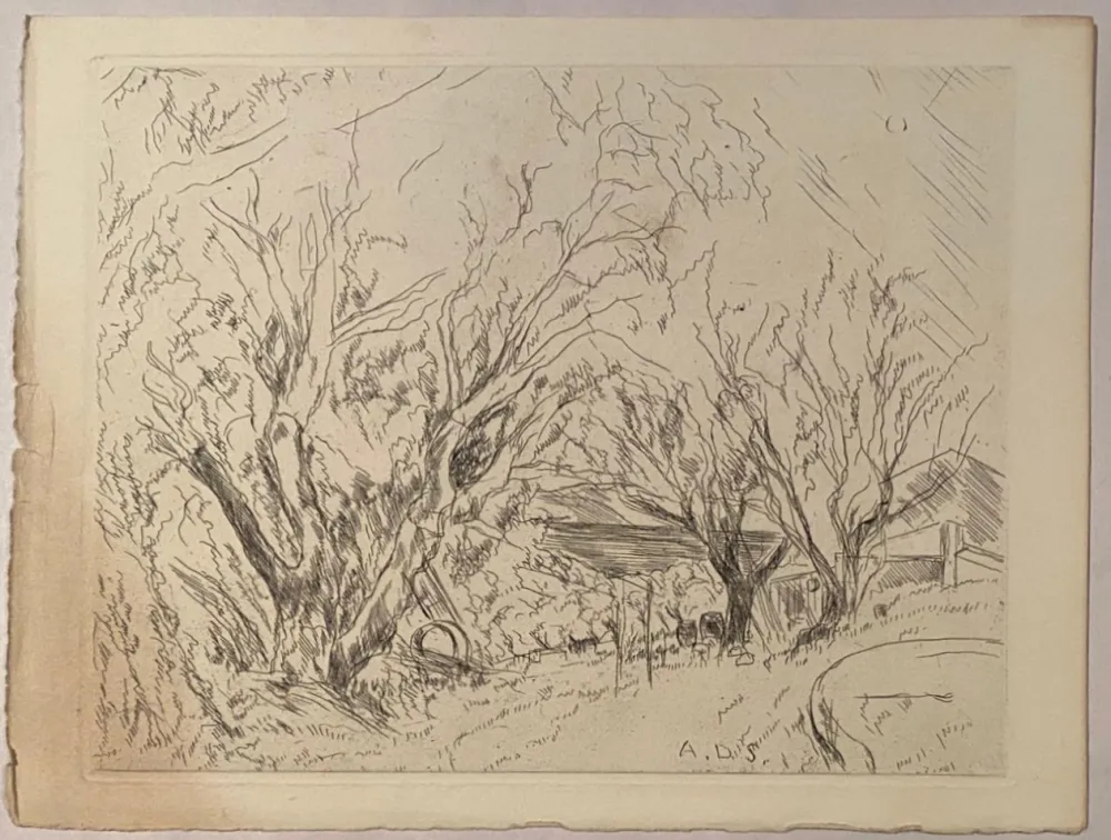 Etching Dunoyer De Segonzac - La ferme à l'aire