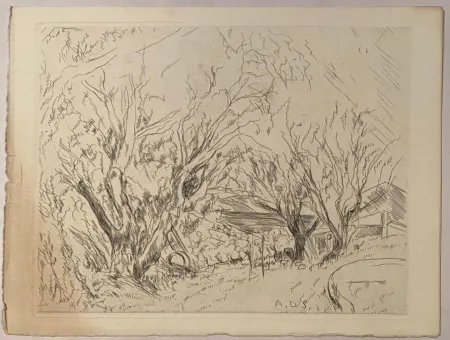 Etching Dunoyer De Segonzac - La ferme à l'aire