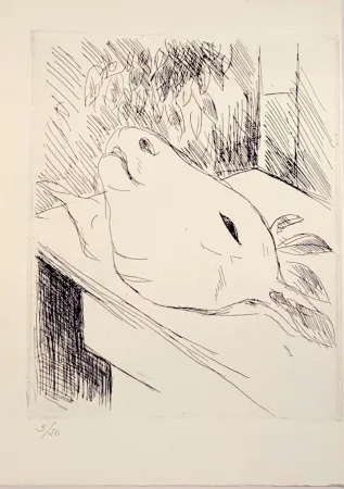 Lithograph Dunoyer De Segonzac - La tête de veau