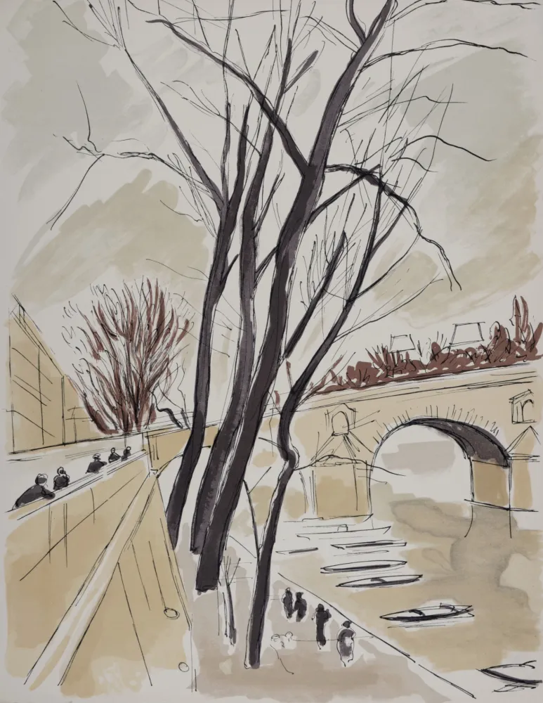 Lithograph Dunoyer De Segonzac - Les Quais de Paris, 1962