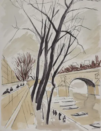 Lithograph Dunoyer De Segonzac - Les Quais de Paris, 1962