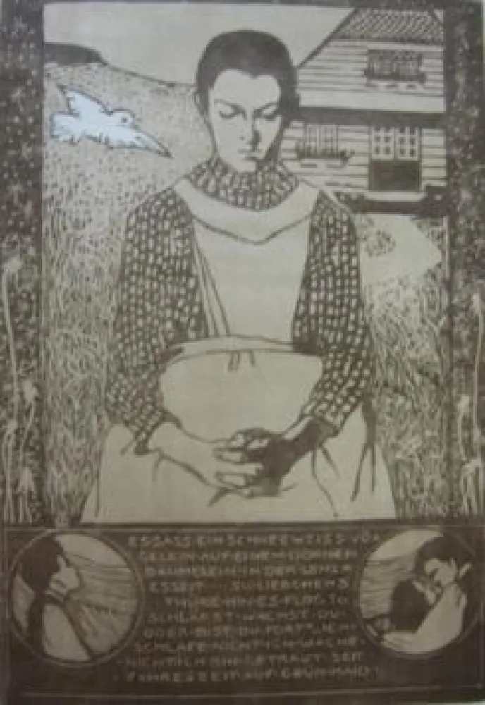 Woodcut Dutczynska - Ein schneeweiss Vögelein / A Snow-White Little Bird