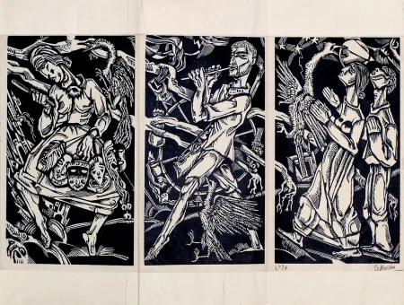 Woodcut Eekman -  Dooddans in zeven tempo's 