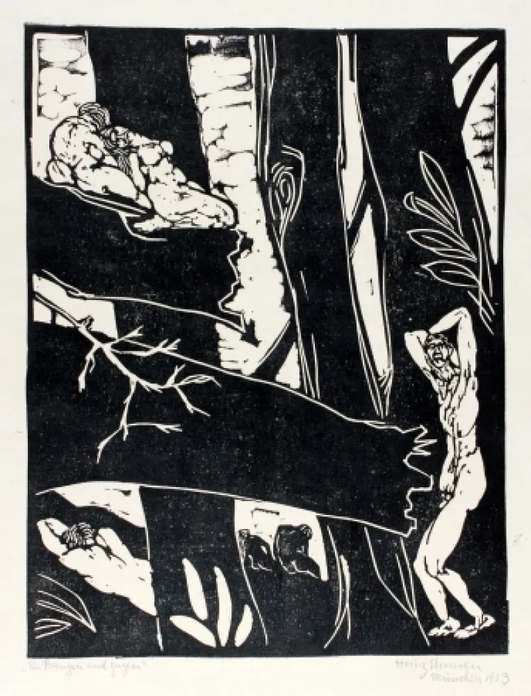 Linocut Ehmsen - Ein Bangen und Zagen (Being anxious and hesitant)
