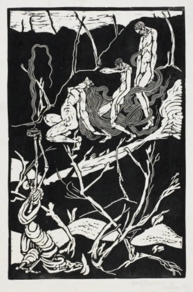 Linocut Ehmsen - Leben und Tod (Life and Death)