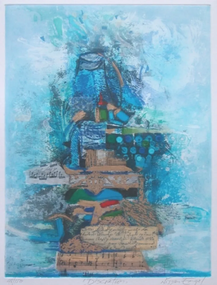 Etching Engel - DISCRETION -Technique mixte originale signée