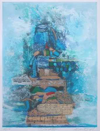 Etching Engel - DISCRETION -Technique mixte originale signée