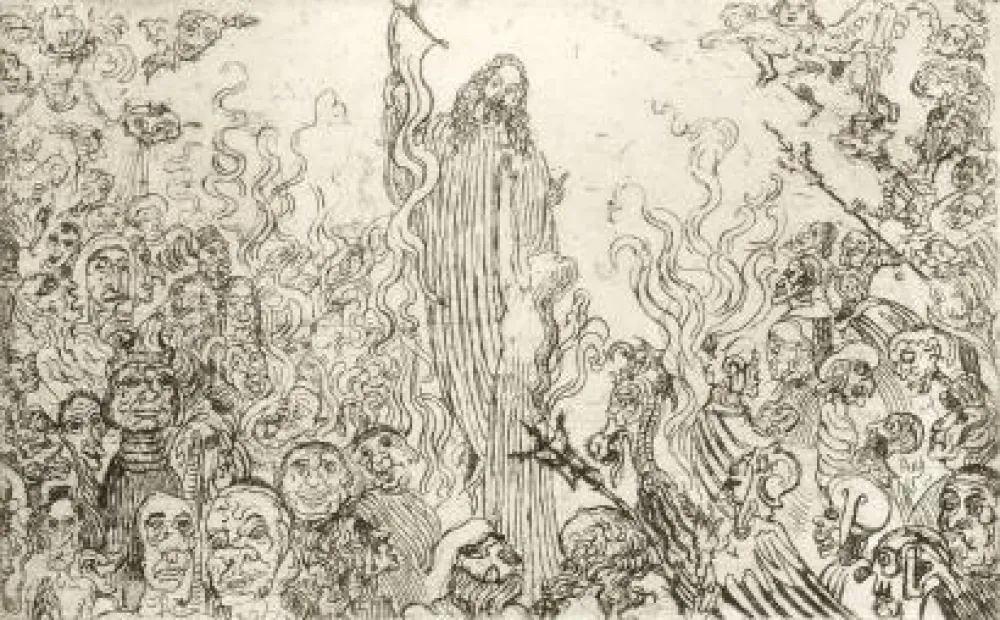 Engraving Ensor - Christ descendant aux enfers