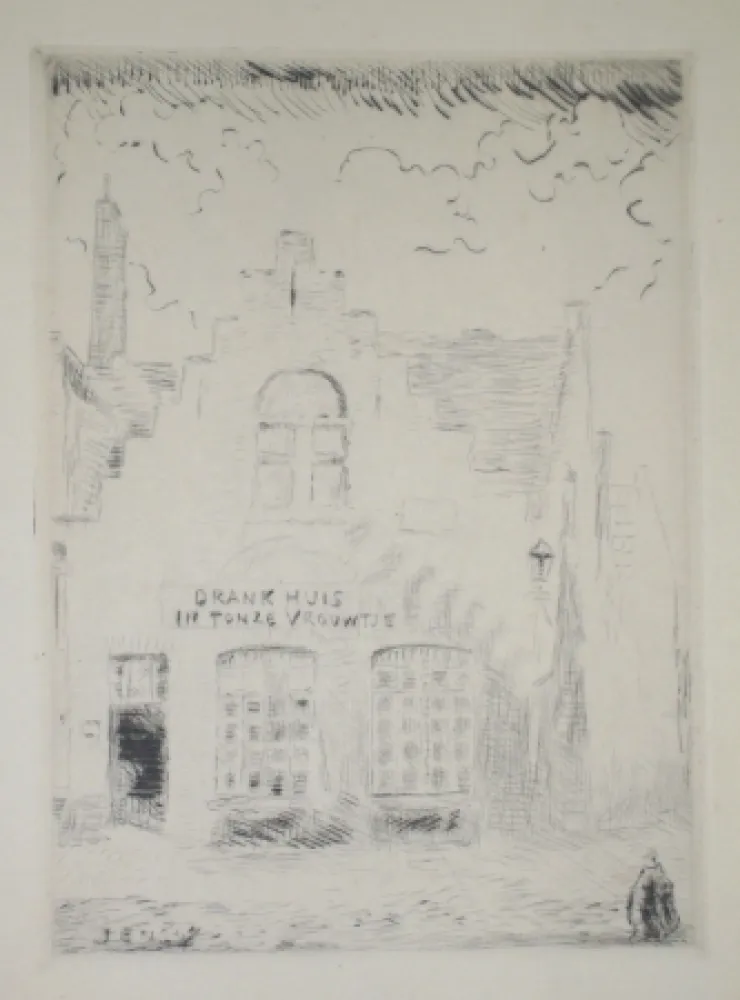Drypoint Ensor - Drank huis in tonze vrouwtje