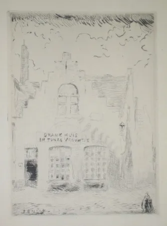 Drypoint Ensor - Drank huis in tonze vrouwtje