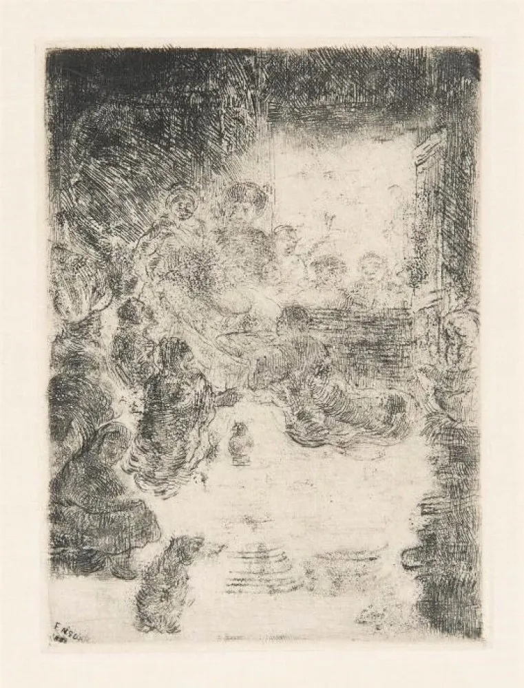 Engraving Ensor - L'adoration des bergers