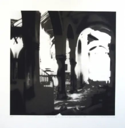 Lithograph Equipo Realidad - Interior de la Iglesia de Espejo (Cordoba) en septiembre de 1937