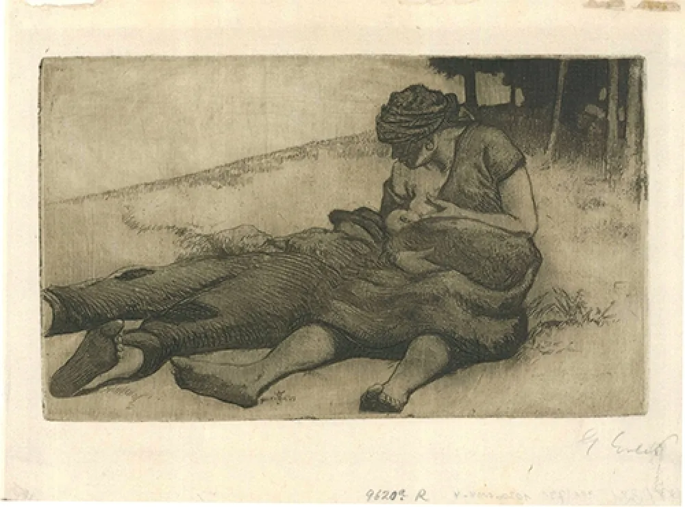 Etching And Aquatint Erler - Stillende Frau