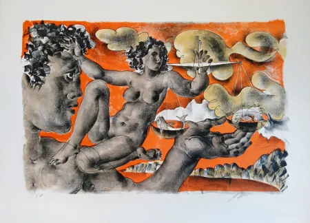 Lithograph Erni - Balance