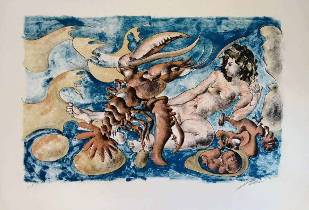 Lithograph Erni - Cancer