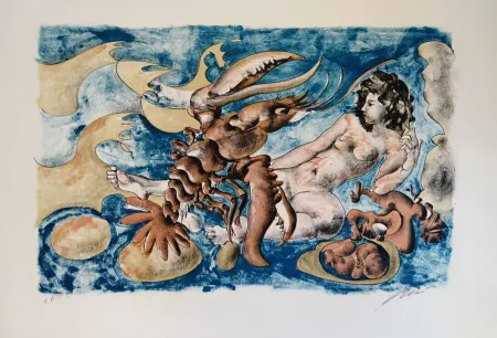 Lithograph Erni - Cancer