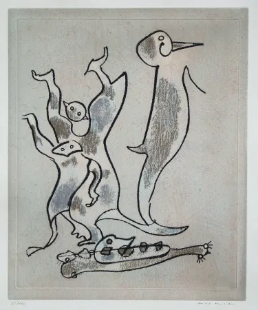 Etching And Aquatint Ernst - Entre chiens et loups