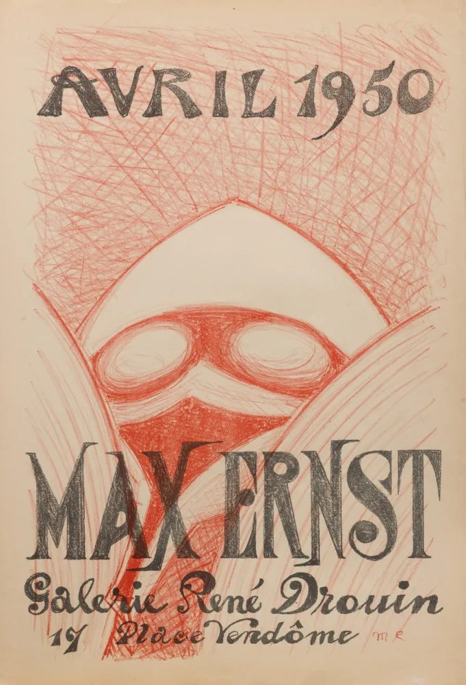Lithograph Ernst - MASQUE. [Affiche pour une exposition à la galerie René Drouin]