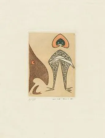 Aquatint Ernst - Ohne Titel bzw. Le chapeau rouge,