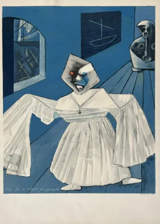 Lithograph Ernst - Sign for a School for Pirates 