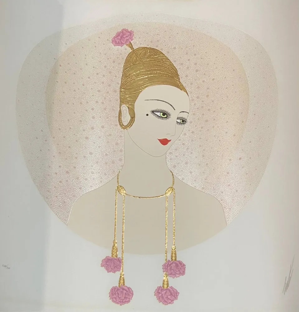 Screenprint Erte - Carnations