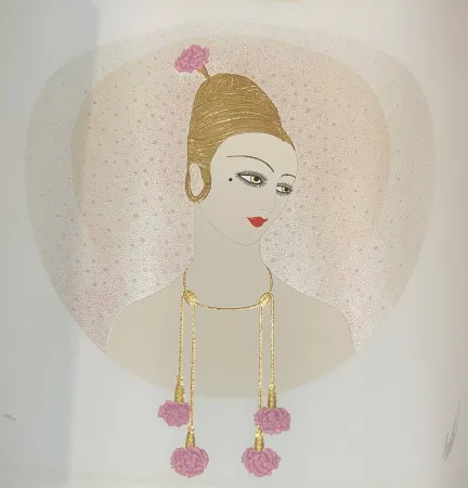 Screenprint Erte - Carnations